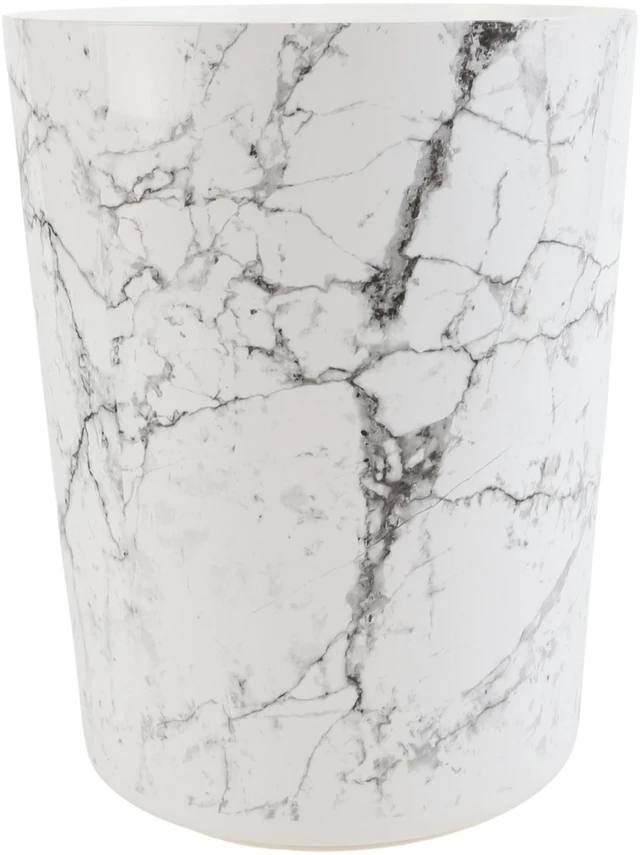 Alt view image 2 of 6 - Mainstays 5 gal Open-Top Plastic White Marble Bathroom Trash Can