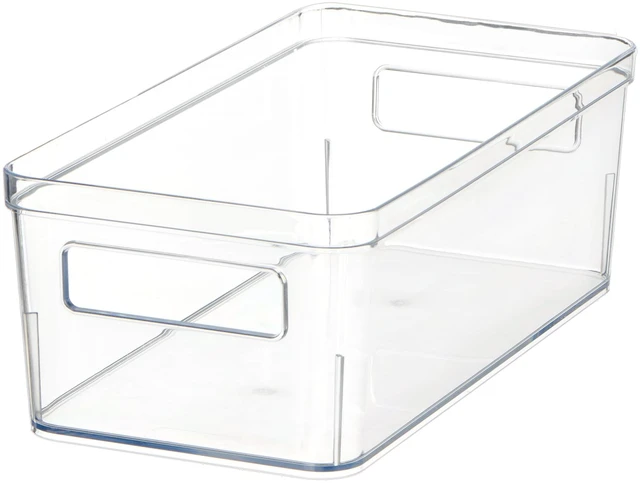 Main image of Mainstays Medium Clear Plastic Pantry Storage Bin with Handles, 12x6x4in