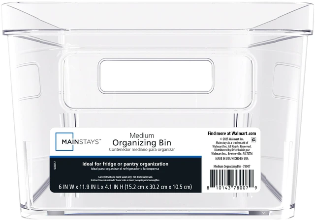 Alt view image 4 of 6 - Mainstays Medium Clear Plastic Pantry Storage Bin with Handles, 12x6x4in
