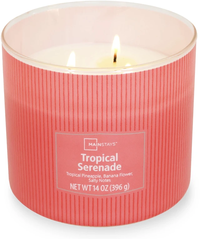 Main image of Mainstays 14 oz 3-Wick Textured Wrapped Candle, Tropical Serenade