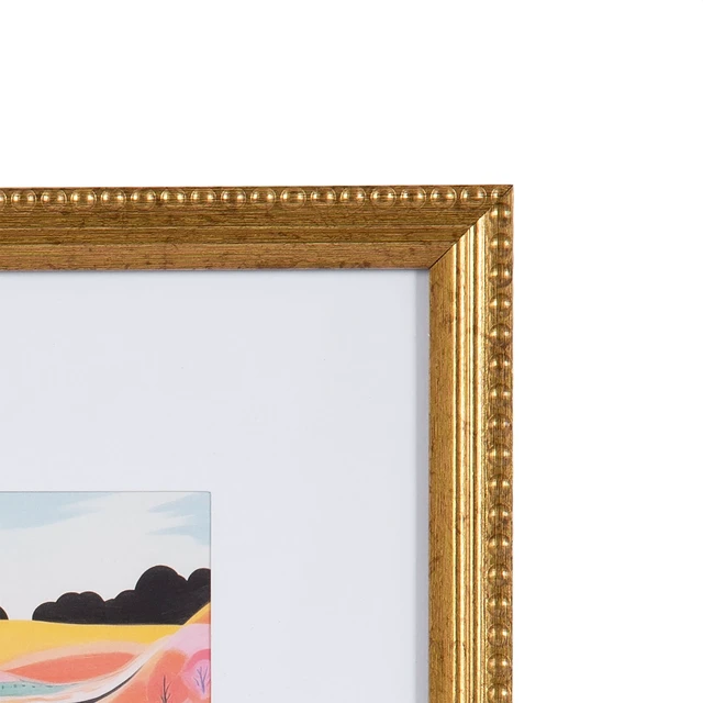 Alt view image 3 of 6 - DesignOvation 8x10 Decorative Beaded Gold Tabletop Picture Frame, Matted for 4x6