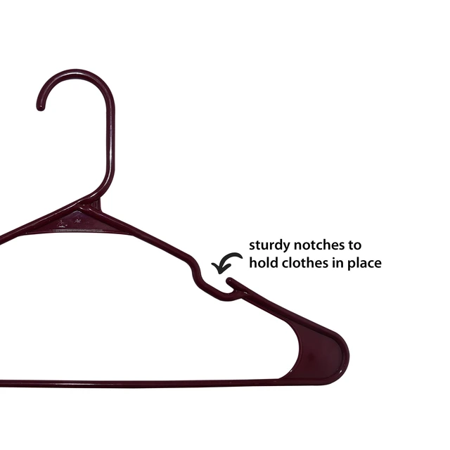 Alt view image 3 of 6 - Mainstays Plastic Notched Adult Hangers, Maroon Supreme, 50 Count