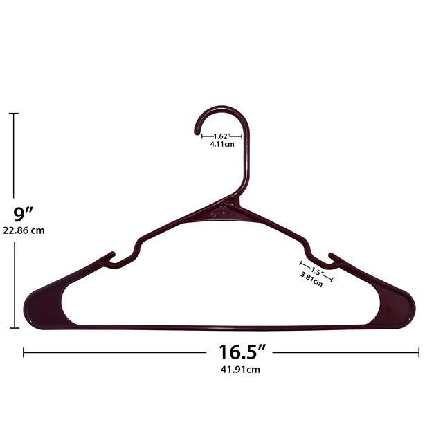 Alt view image 4 of 6 - Mainstays Plastic Notched Adult Hangers, Maroon Supreme, 50 Count