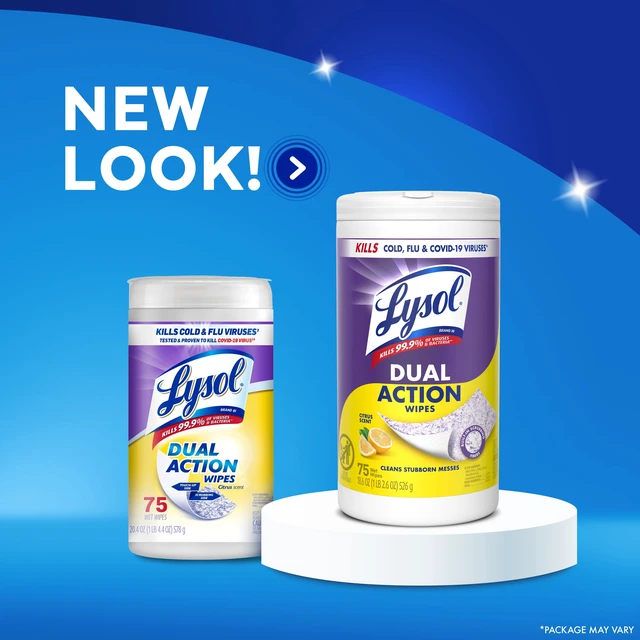 Alt view image 7 of 7 - Lysol Dual Action Disinfectant Wipes, Multi-Surface Antibacterial Scrubbing, Citrus Scent, 75 Count
