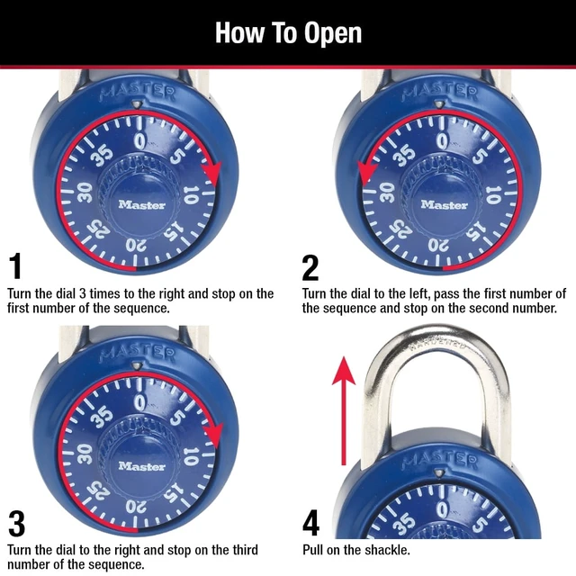 Alt view image 4 of 6 - Master Lock School Locker 3-Digit Combination Padlock, Color Variety