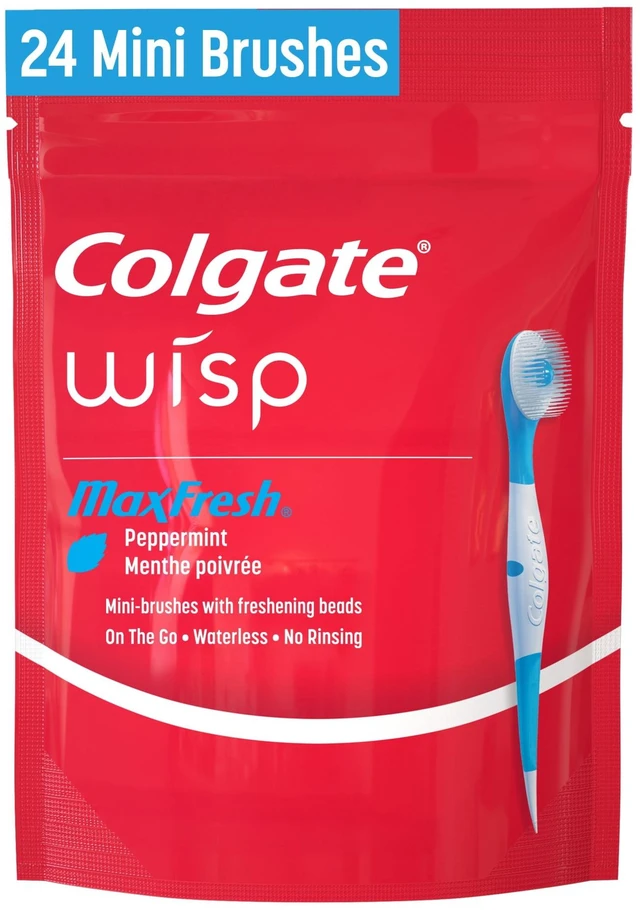 Main image of Colgate Max Fresh Wisp Disposable Travel Mini Toothbrushes, Peppermint, 24 Count