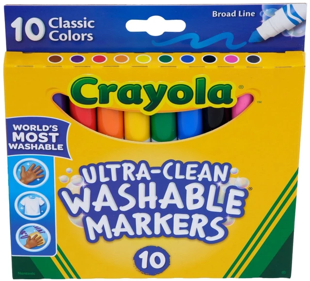 Main image of Crayola Ultra-Clean Washable Broad Line Markers, 10 Count, Back to School Supplies, Classroom Essentials for Teachers, Gift, Ages 3+
