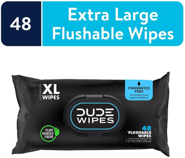 Main image of DUDE Wipes Flushable Wipes, XL Unscented Wet Wipes, 48 Count