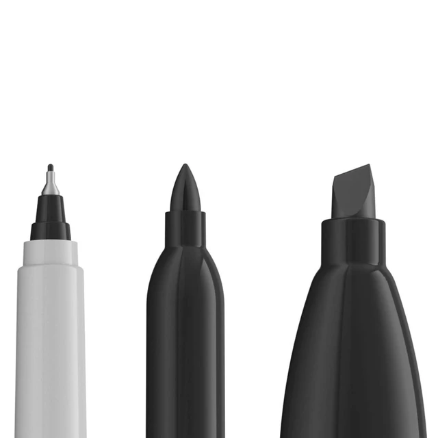 Alt view image 5 of 6 - Sharpie Multi-Tip Pack Permanent Markers, Fine/Ultra Fine/Chisel Tip, Black, 6 Count