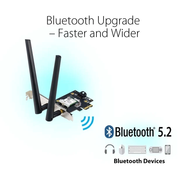 Alt view image 4 of 7 - ASUS PCE-AX1800 AX1800 PCIe WiFi 6 Bluetooth 5.2 Adapter, 2 External Antennas, 1800Mbps, WPA3, OFDMA and MU-MIMO