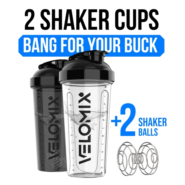 Alt view image 2 of 6 - VELOMIX 2 Pack 28oz Protein Shaker Bottle, Black/Transparent