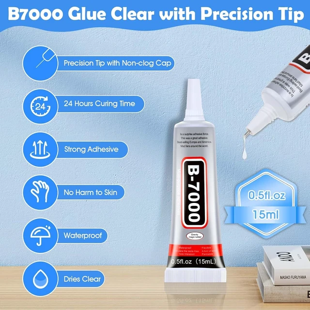 Alt view image 2 of 7 - B7000 Clear Glue 4x15mL Strong Adhesive with Precision Tip, Quick-Dry Bedazzling Adhesive for Jewelry, Clothes, Fabric, Shoes, DIY, Nail Art