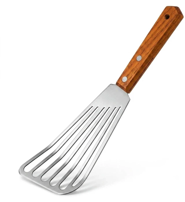 Main image of Stainless Steel Slotted Fish Spatula, Flexible Turner for Non-Stick Cookware, Kitchen BBQ Egg Grill