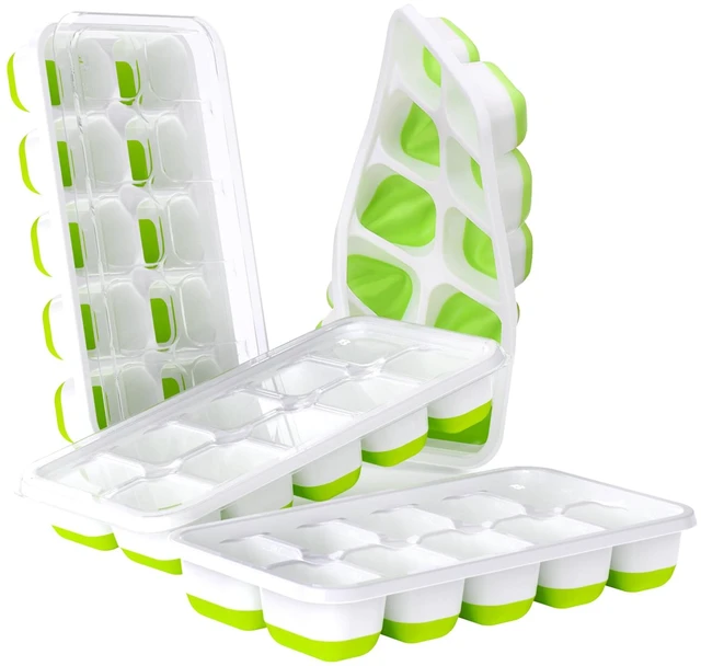 Main image of DOQAUS Silicone Ice Cube Trays with Lids, 4 Pack for Freezer
