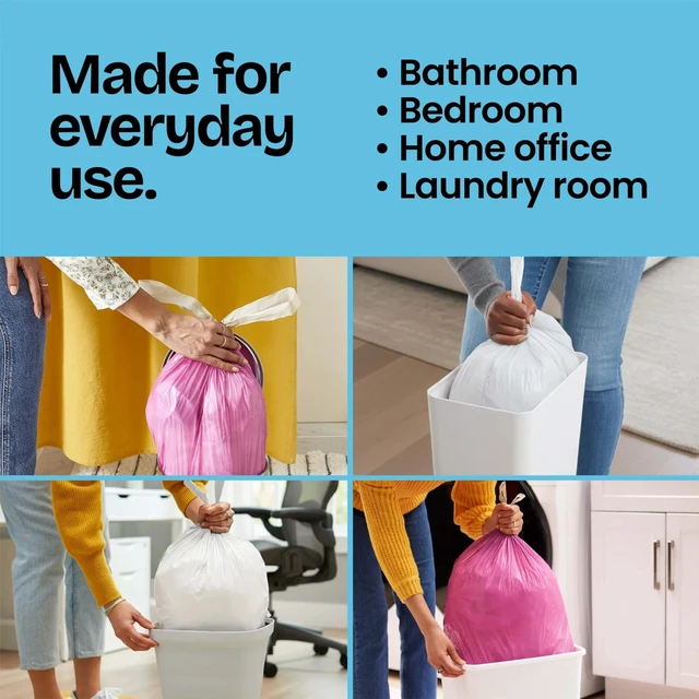 Alt view image 4 of 6 - Glad Odorshield Small Drawstring Trash Bags, 4 Gal, Febreze Beachside Breeze, 34 Ct, Pack May Vary