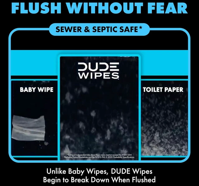 Alt view image 2 of 6 - DUDE Wipes Unscented Flushable Wet Wipes for Sensitive Skin, 48 Count
