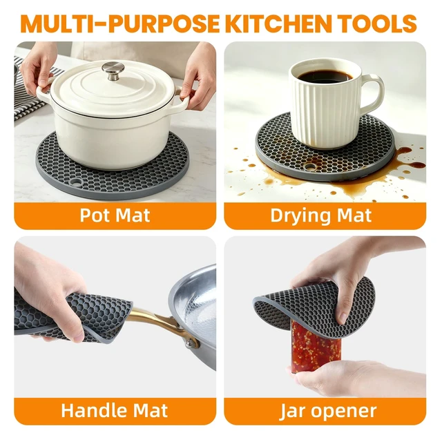 Alt view image 5 of 7 - Food-Grade Silicone Trivets for Hot Dishes, BPA Free, 4-Pack