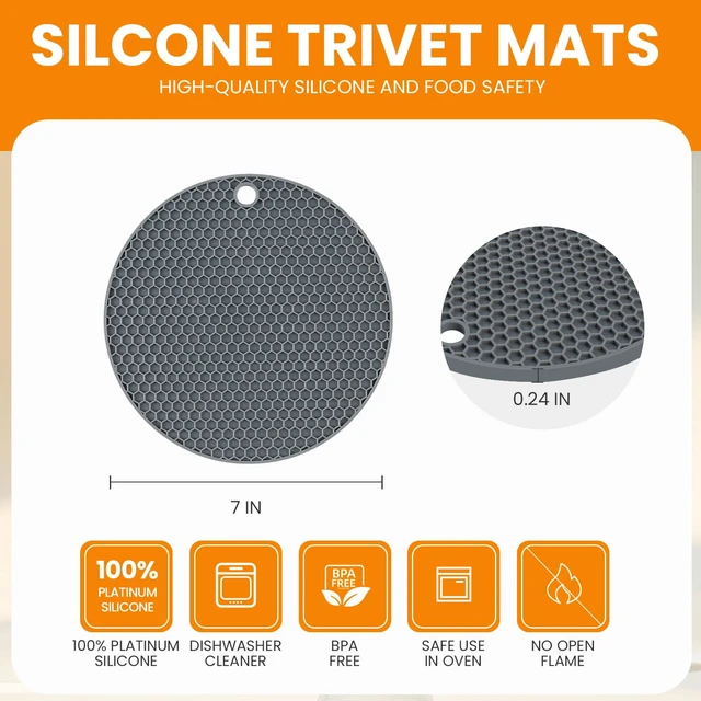 Alt view image 2 of 7 - Food-Grade Silicone Trivets for Hot Dishes, BPA Free, 4-Pack