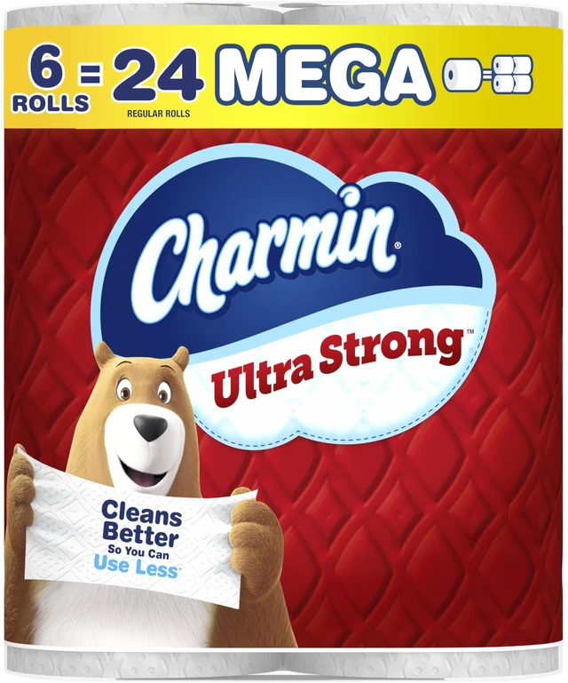 Main image of Charmin Ultra Strong Toilet Paper, 6 Mega (24 Regular Rolls), 2-Ply, White