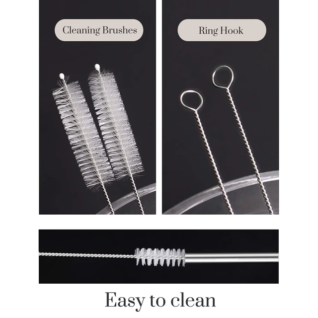 Alt view image 3 of 6 - 4-Pack Stainless Steel Straws, 10.5-Inch, with Cleaning Brushes and Case, for 20oz and 30oz Tumblers