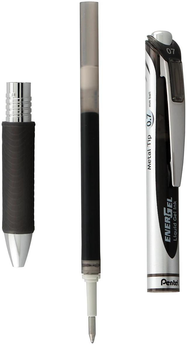 Alt view image 2 of 5 - Pentel EnerGel RTX Retractable Liquid Gel Pen, 0.7mm, Medium Line, Metal Tip, Black Ink, Pack of 2 (BL77BP2A)