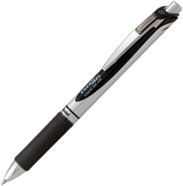 Alt view image 3 of 5 - Pentel EnerGel RTX Retractable Liquid Gel Pen, 0.7mm, Medium Line, Metal Tip, Black Ink, Pack of 2 (BL77BP2A)