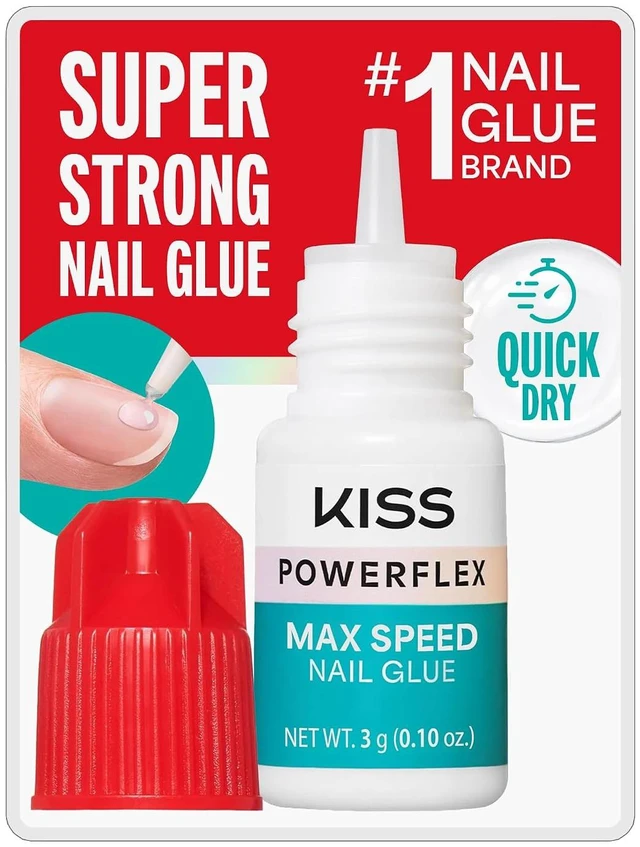 Main image of Kiss PowerFlex Maximum Speed Nail Glue Fast Drying Adhesive for Glue-On Nails and Repairs with Nozzle Tip Applicator Ideal for Tips and Wraps 0.10 Oz (3g)