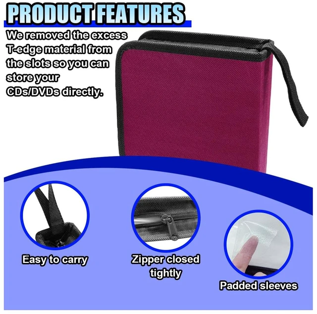 Alt view image 4 of 6 - Car 40 Capacity DVD Disc Storage Binder Wallet, Purple