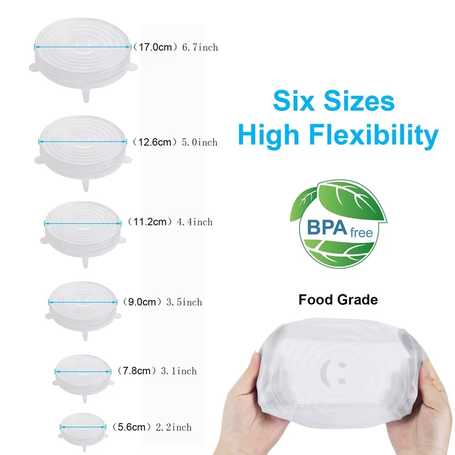 Alt view image 2 of 4 - Silicone Stretch Lids 6-Pack, 6 Sizes Bowl Covers