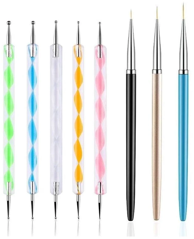 Main image of 5PCS Dotting Pens with 3PCS Nail Painting Brushes, Nail Art Design Tools