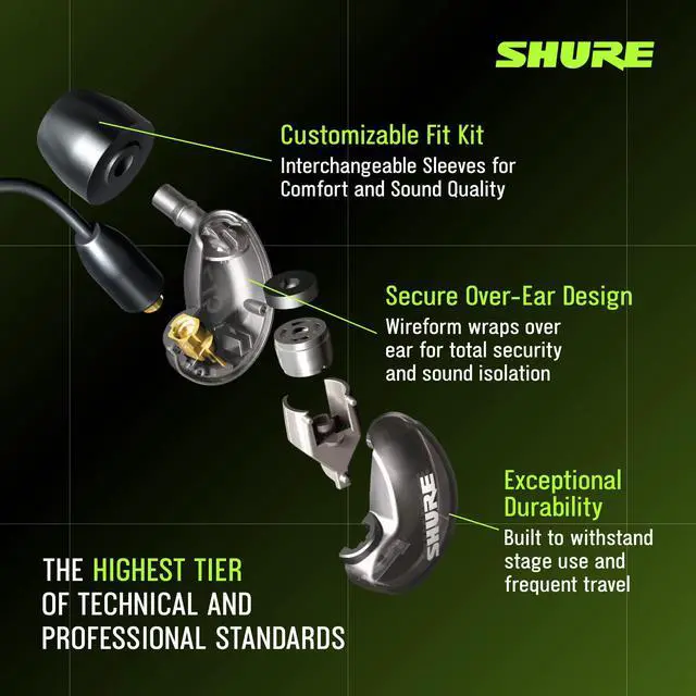 Alt view image 4 of 7 - SE215 PRO Sound Isolating Wired Earbuds - Clear | Professional in-ear monitors with deep bass, single dynamic driver, secure fit, detachable cable and carrying case