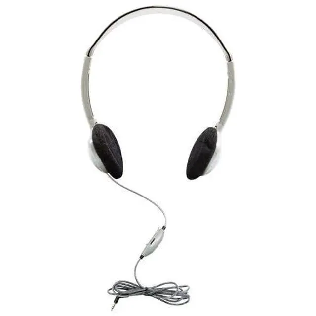 Alt view image 2 of 5 - HA2V SchoolMate On-Ear Stereo Headphones 25-Pack Gray, In-Line Volume Control, Replaceable Foam Cushions, Adjustable Headband, 5 ft Chew-Resistant Dura-Cord, 3.5mm Plug