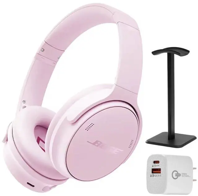 Main image of QuietComfort Wireless Noise Cancelling Over-Ear Headphones, Petal Pink, Bundle with USB-C/-A Wall Charger
