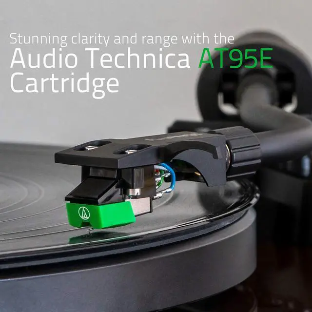Alt view image 2 of 6 - RT81 Elite High Fidelity Vinyl Turntable Record Player with Audio Technica AT95E Cartridge, Belt Drive, Built-in Preamp, Adjustable Counterweight, High Mass MDF Wood Plinth - Walnut