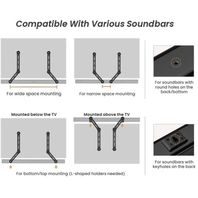 Alt view image 5 of 7 - TV Speaker Soundbar with HDMI ARC and Mount Brackets | Compact TV Soundbar Bundle With Dialogue Mode, Bluetooth And TV Mount Brackets