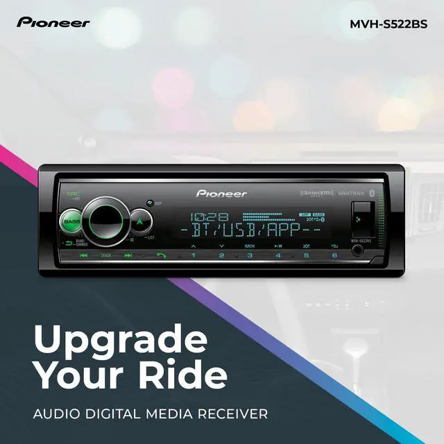 Alt view image 2 of 7 - MVH-S522BS 1-Din Car Stereo with Bluetooth, USB, AM/FM Radio | Digital Media Receiver, SiriusXM, Color Change, 50W x 4 Output, 13-Band EQ, iPhone/Android Compatible, Hi-Volt RCA Preouts