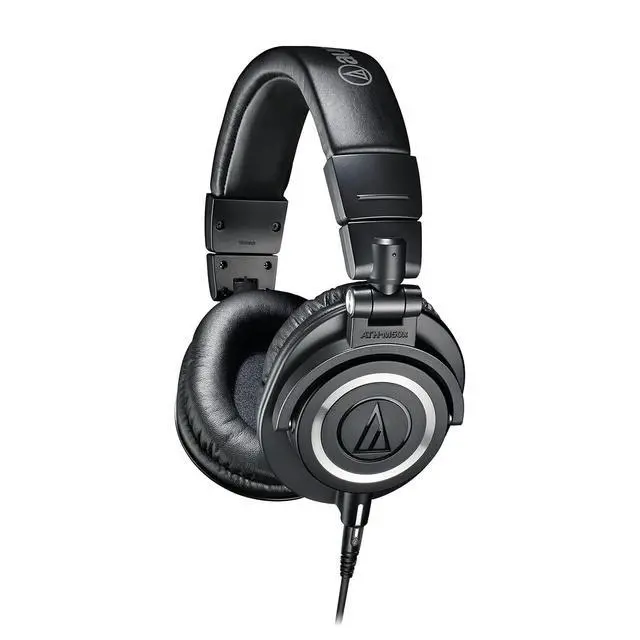 Alt view image 2 of 7 - ATH-M50x Professional Monitor Headphones - Black Bundle with Case, Stand, and Austin Bazaar Polishing Cloth
