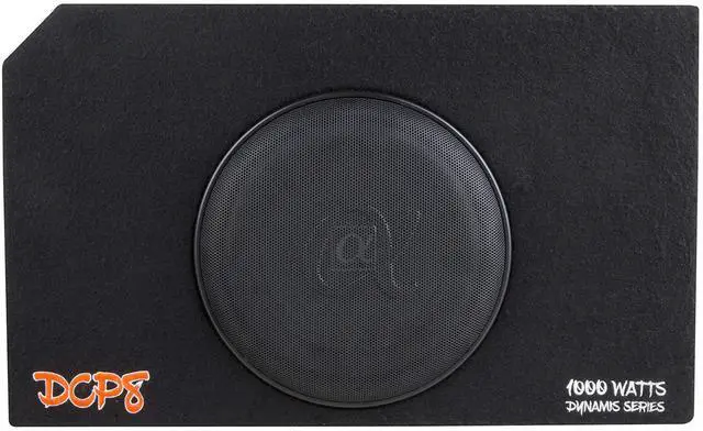 Main image of Dynamis DCP8 8 inch 1000 Watts 4-Ohm Shallow Mount Flat Enclosed Sub woofer in Ported Vented Box for Tight Spaces in Cars and Trucks, Slim Thin Loaded Subwoofer Custom Port Bass Enclosure