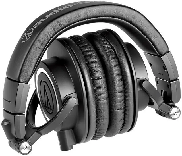 Alt view image 3 of 7 - ATH-M50x Professional Monitor Headphones - Black Bundle with Case, Stand, and Austin Bazaar Polishing Cloth