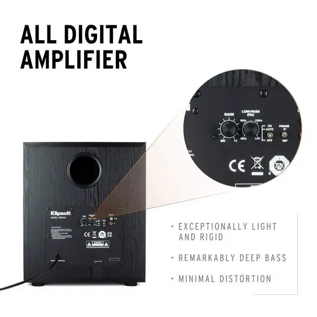 Alt view image 3 of 5 - Synergy Black Label Sub-100 10 Front-Firing Subwoofer with 150 Watts of continuous power, 300 watts of Dynamic Power, and All-Digital Amplifier for Powerful Home Theater Bass