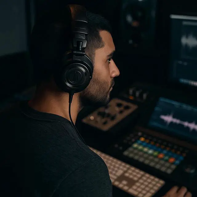 Alt view image 2 of 6 - ATH-M50XENSO Wired Monitor Headphones - Black Limited Edition Bundle with Case, Stand, and Austin Bazaar Polishing Cloth