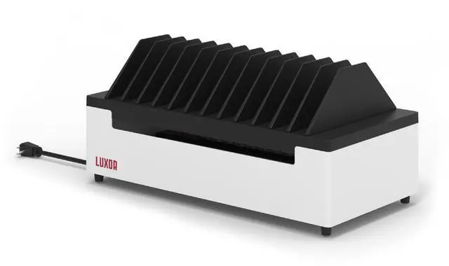 Main image of Line Leader 12-Device Open Charging Station | Compact Desktop Charger for Laptops, Tablets, & Chromebooks | Space-Saving Design with Adjustable Dividers & UL Safety-Certified Power Strip