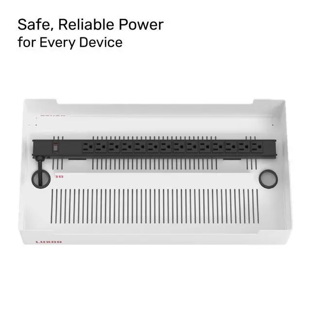 Alt view image 3 of 7 - Line Leader 12-Device Open Charging Station | Compact Desktop Charger for Laptops, Tablets, & Chromebooks | Space-Saving Design with Adjustable Dividers & UL Safety-Certified Power Strip