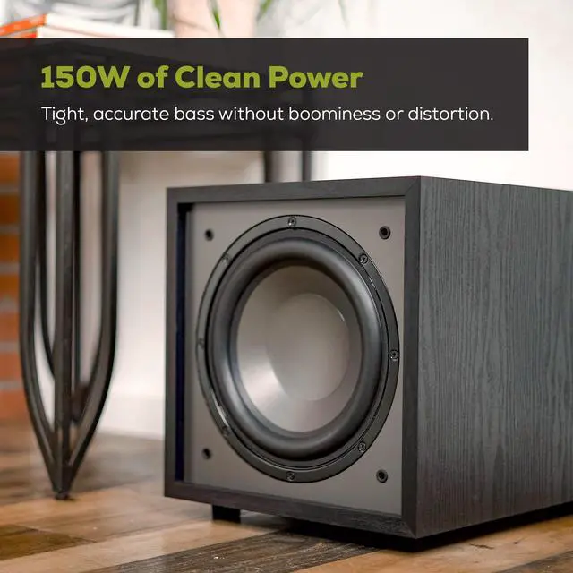 Alt view image 2 of 6 - Classic CS800 8" 150W Powered Subwoofer with Class-D Amplifier, Deep Bass and Clean Design for Home Theater & Music Black