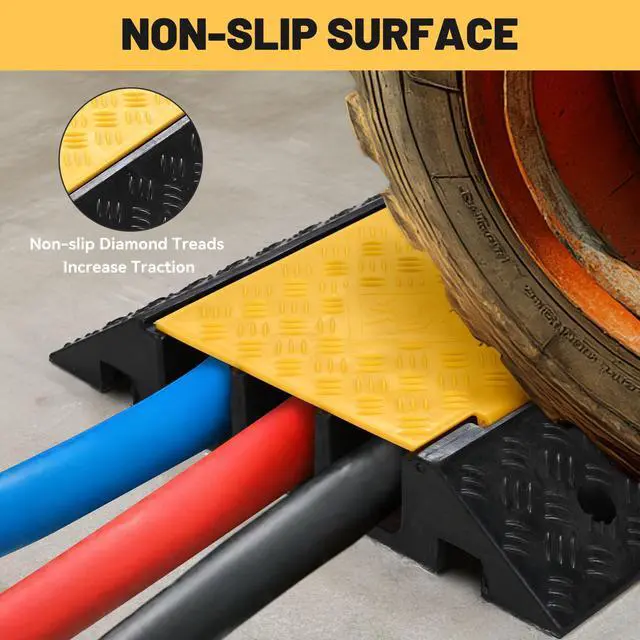 Alt view image 3 of 7 - Cable Ramp Protector 3 Channel Garden Hose Protecitive 44000 Lbs Load Capacity Heavy Duty, 35.43"x23.62"x4.33" Speed Bump for Road, Driveway, Walkway and Commercial Use