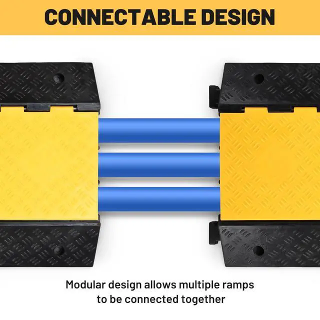 Alt view image 7 of 7 - Cable Ramp Protector 3 Channel Garden Hose Protecitive 44000 Lbs Load Capacity Heavy Duty, 35.43"x23.62"x4.33" Speed Bump for Road, Driveway, Walkway and Commercial Use