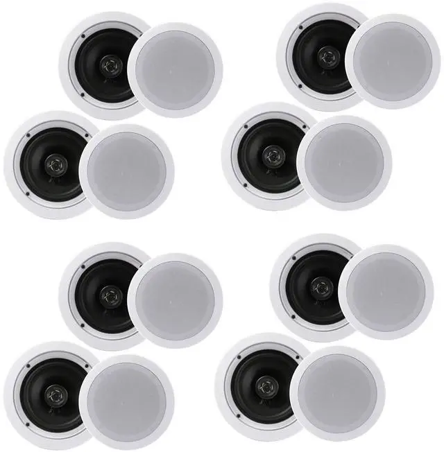 Main image of 4 Pairs 6.5" 200W in Ceiling Wall Speakers, PDIC1661RD, White | 2 Way Flush Mount Stereo Speaker System Pair, Easy to Install Indoor Home Audio Set for Wide Range of Sound
