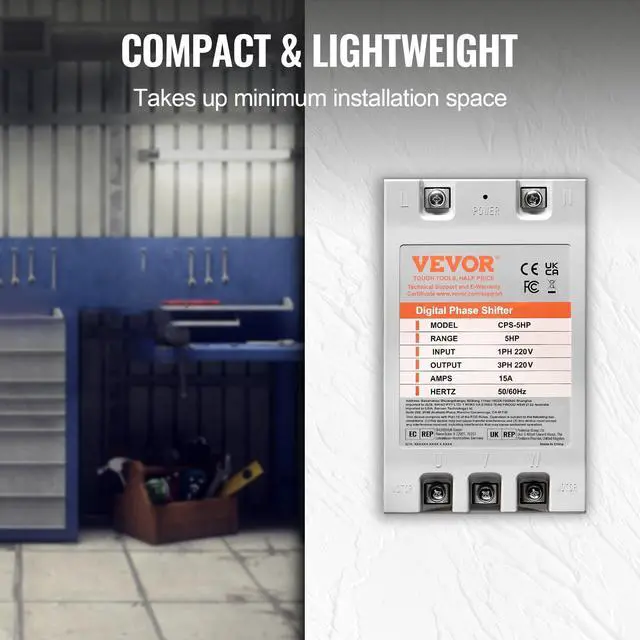 Alt view image 3 of 7 - 3 Phase Converter - 5HP 15A 220V Single Phase to 3 Phase Converter, Digital Phase Shifter for Residential and Light Commercial Use, 220V Input/Output (One Converter for One Motor Only)