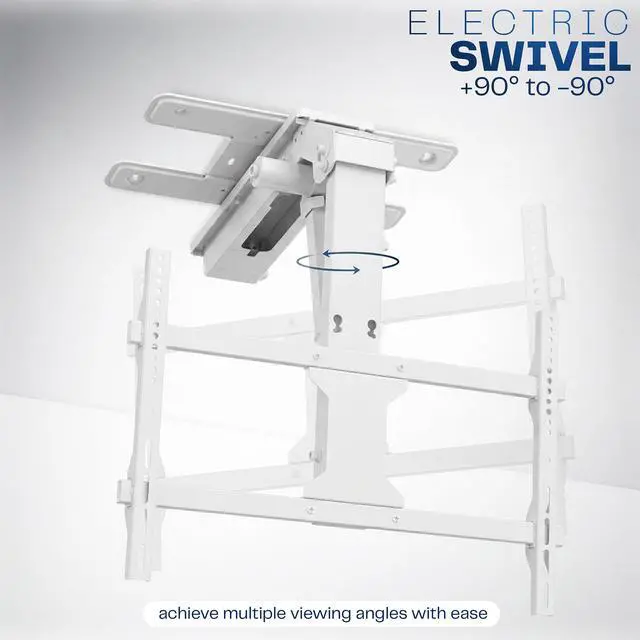 Alt view image 7 of 7 - Swivel Electric Ceiling TV Mount, 37-70 in Screens, MOUNT-E-FD75CW-S | White, Swiveling, Large Motorized Flip Down, Flat Roof VESA Mount, Heavy Duty Steel, App and Voice Control, Holds 99 lbs