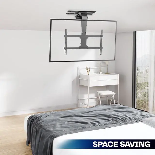 Alt view image 4 of 7 - Swivel Electric Ceiling TV Mount, 37 to 70 in Screens, MOUNT-E-FD75C-S | Black, Swiveling, Large Motorized Flip Down, Flat Roof VESA Mount, Heavy Duty Steel, App and Voice Control, Holds 99 lbs
